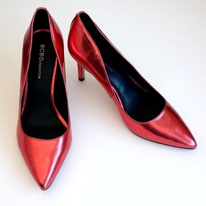 Gorgeous BCBGeneration Metallic Chrome Red 3" Heels 7.5